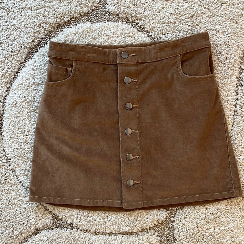 Express Button-front Corduroy Mini Skirt - Picture 1 of 3